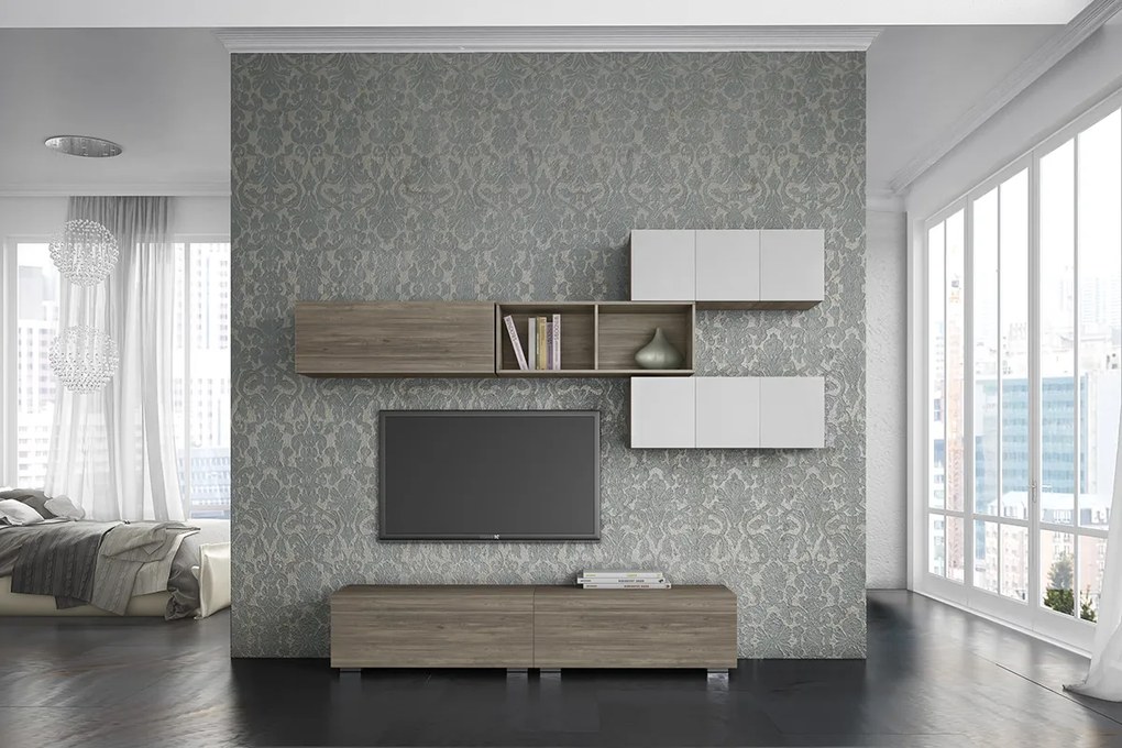 Σύνθεση σαλονιού "SMART 3B" σε χρώμα σταχτί-λευκό