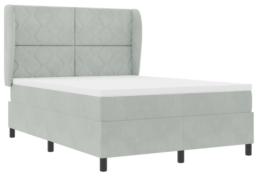 vidaXL Κρεβάτι με Στρώμα Light Grey 160x200 εκ. Βελούδο