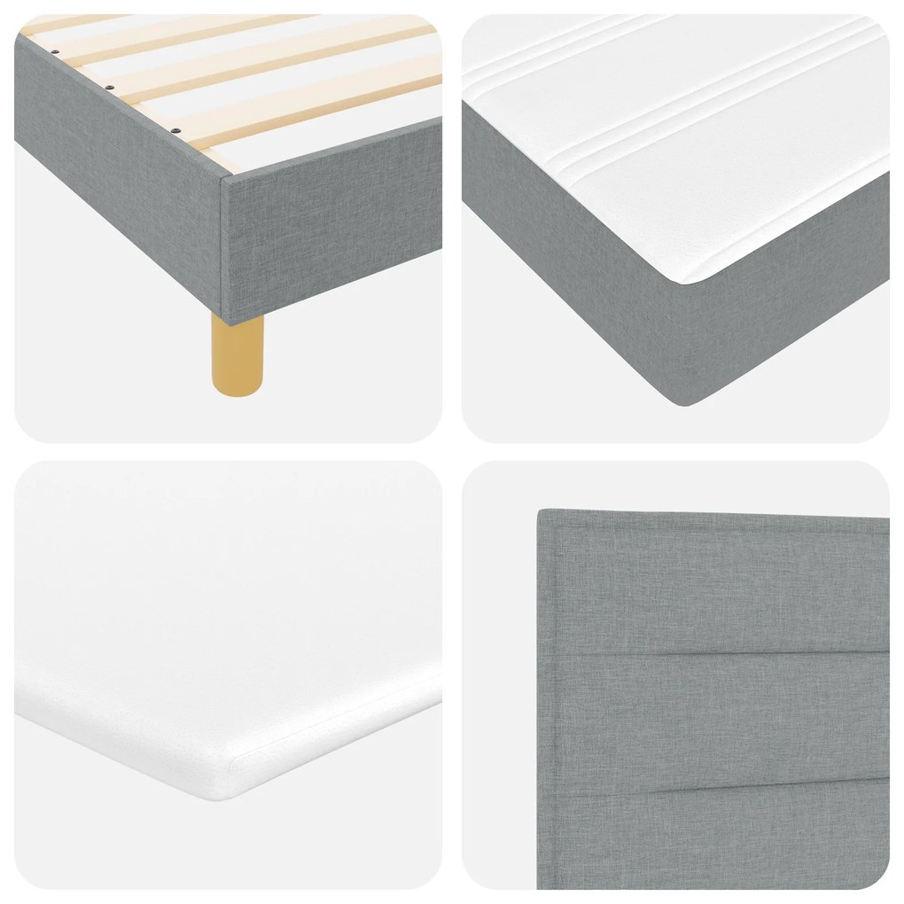 vidaXL Κρεβάτι Box Spring με Στρώμα σε Ανοιχτό Γκρι, 160 x 200 εκ., φτιαγμένο από ύφασμα.
