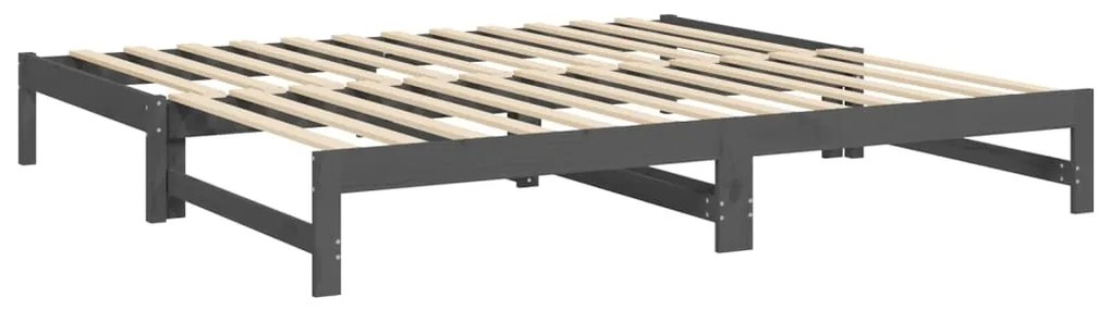 vidaXL Καναπές Κρεβάτι Συρόμενος Γκρι 2x(100x200)εκ. Μασίφ Ξύλο Πεύκου