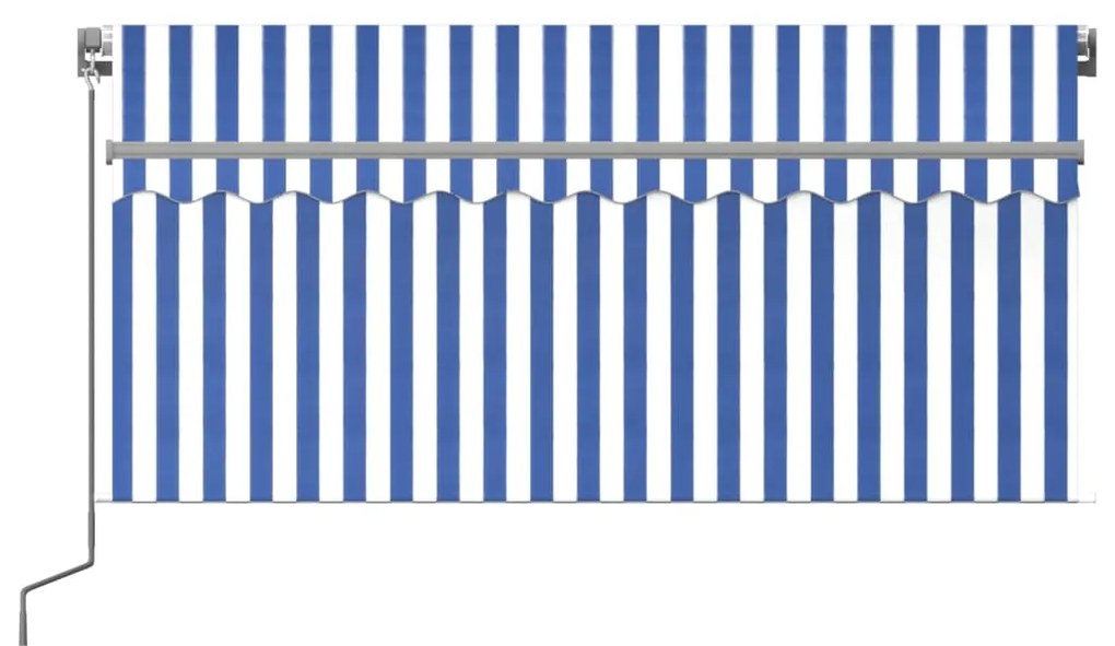 vidaXL Τέντα Συρόμενη Χειροκίνητη με Σκίαστρο Μπλε/Λευκό 3,5x2,5 μ