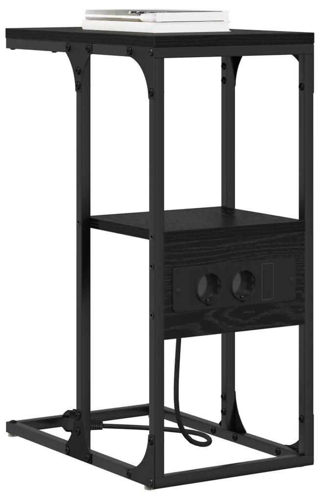 vidaXL Κομοδίνο Μαύρη δρυς 41.5 x 26 x 60.5 εκ Επεξεργασμένο ξύλο