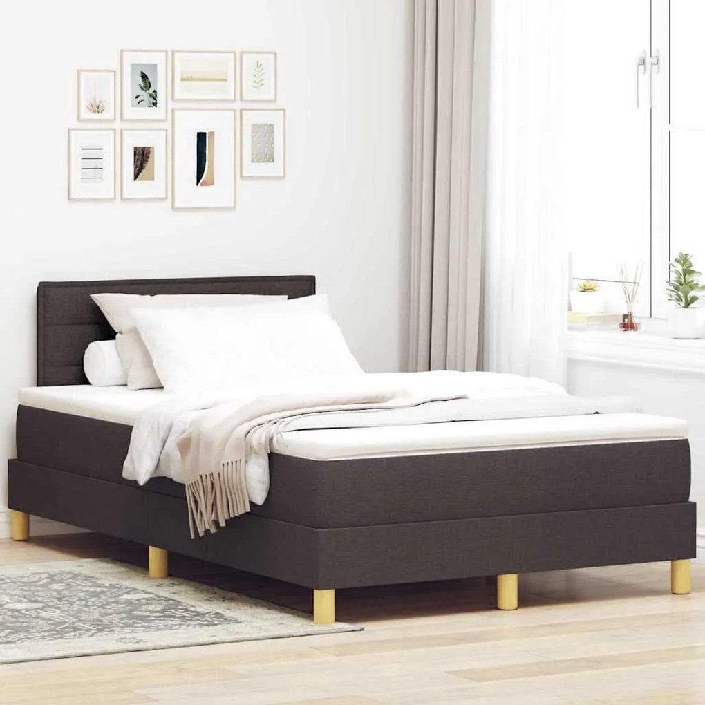 vidaXL Κρεβάτι με Σπαστό Στρώμα Σκοτεινό Καφέ 120x200 εκ. Υφασμάτινο