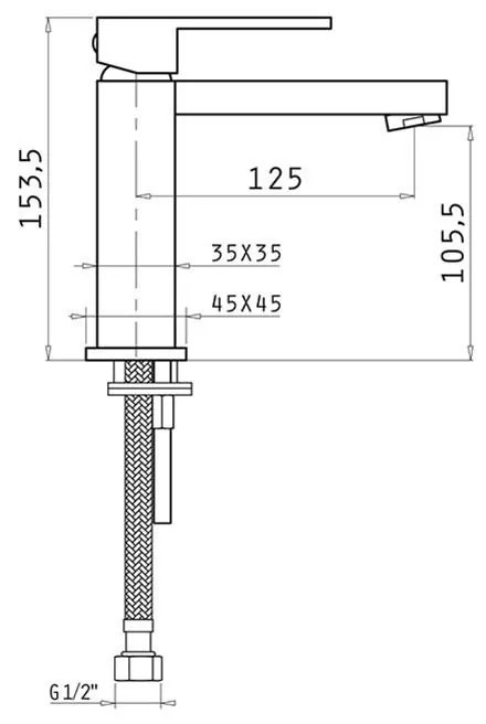 Μπαταρία νιπτήρα Streto Plus Χρωμέ 4.5x13x15.5 εκ.