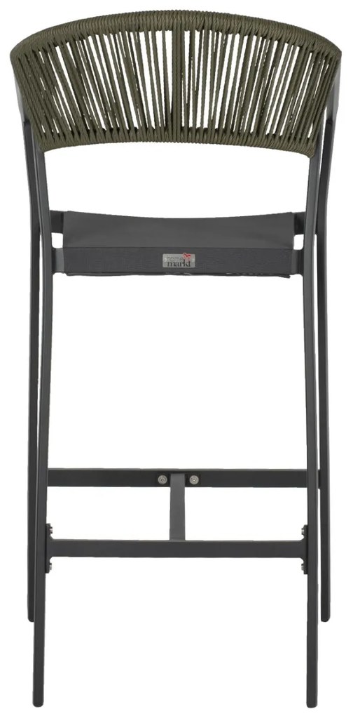 Σκαμπό Μπαρ C5892.04 Ανθρακί Αλουμινίου με Rattan &amp; Textline Χακί 56x58x105Y εκ. 56x58x105 εκ.
