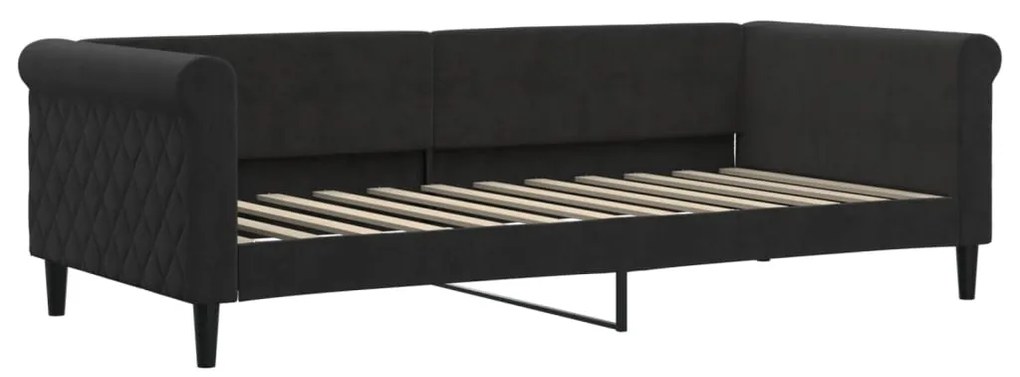 vidaXL Καναπές Κρεβάτι Συρόμενος Μαύρος 90 x 200 εκ. Βελούδινος