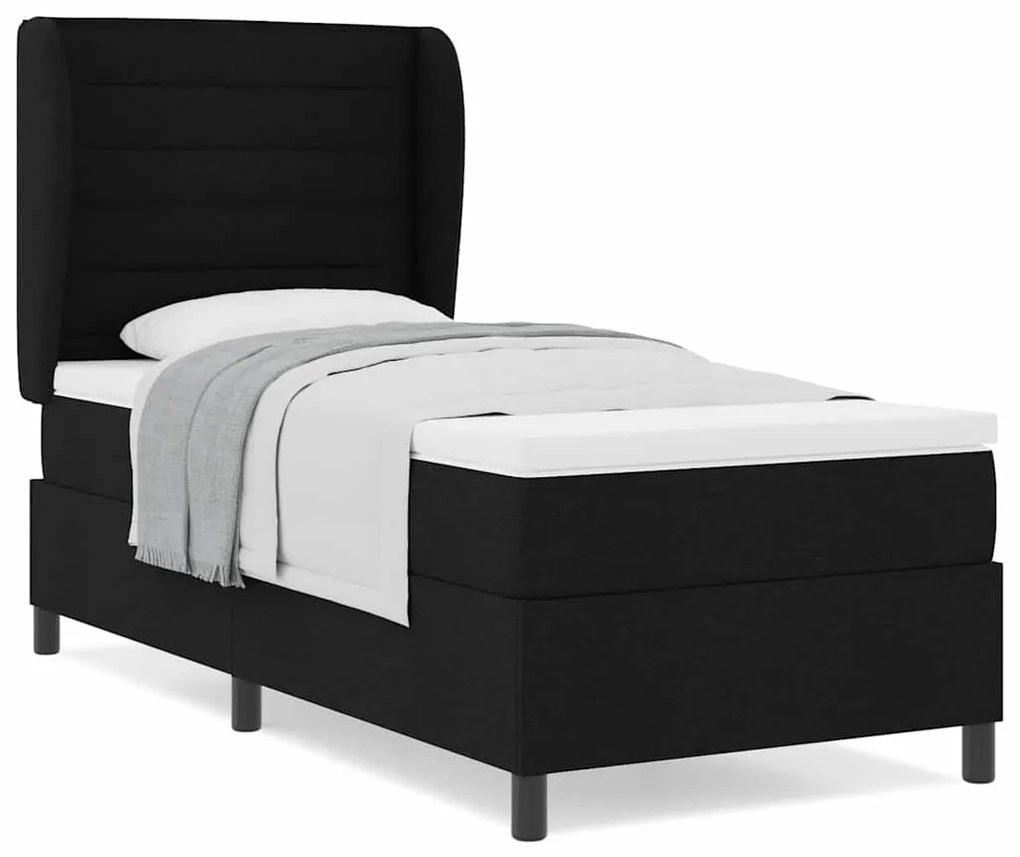vidaXL Κρεβάτι με ελατήρια με στρώμα Μαύρο 100 x 200 cm ύφασμα