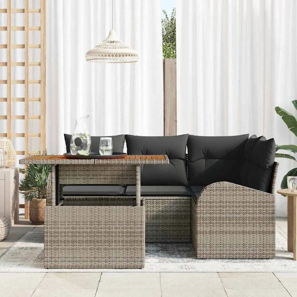 vidaXL Σετ Καναπέ Κήπου με μαξιλάρι 5 pcs Γκρι 100 x 55 x 73 εκ