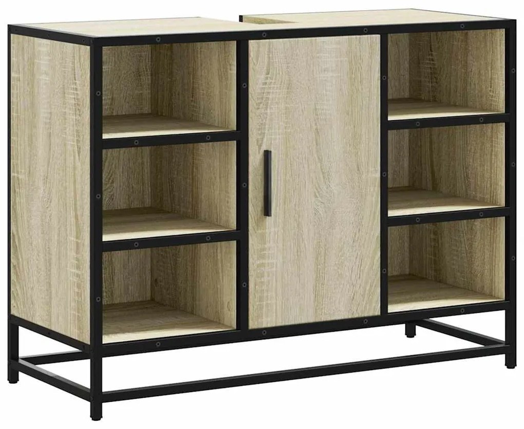 vidaXL Ντουλάπι Νιπτήρα Μπάνιου Sonoma Δρυς 80 x 33 x 60 εκ. από Τεχνητό Ξύλο