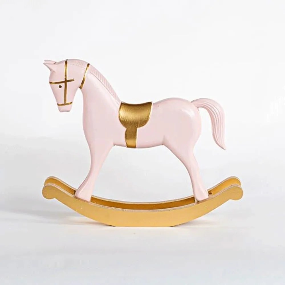 Χριστουγεννιάτικη Φιγούρα Little Horse 600-45222 37x8x32cm Pink-Gold