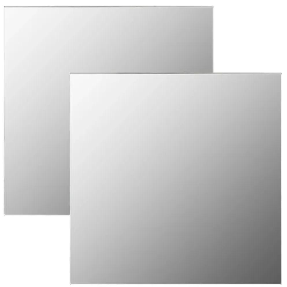 Καθρέφτες Τοίχου 2 τεμ. Τετράγωνοι 50 x 50 εκ. Γυάλινοι - Ασήμι