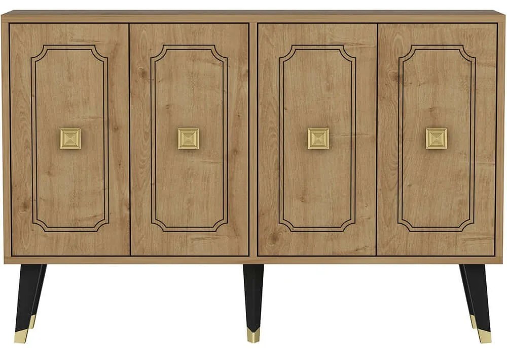 Μπουφές Roland 327ODS1228 120x30x80cm Oak-Gold Μοριοσανίδα, Μελαμίνη