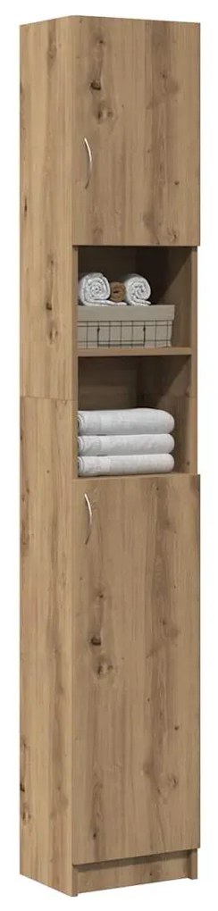 Ντουλάπι Μπάνιου Χειροποίητο Δρυς 32x25,5x190 εκ. από Τεχνητό Ξύλο