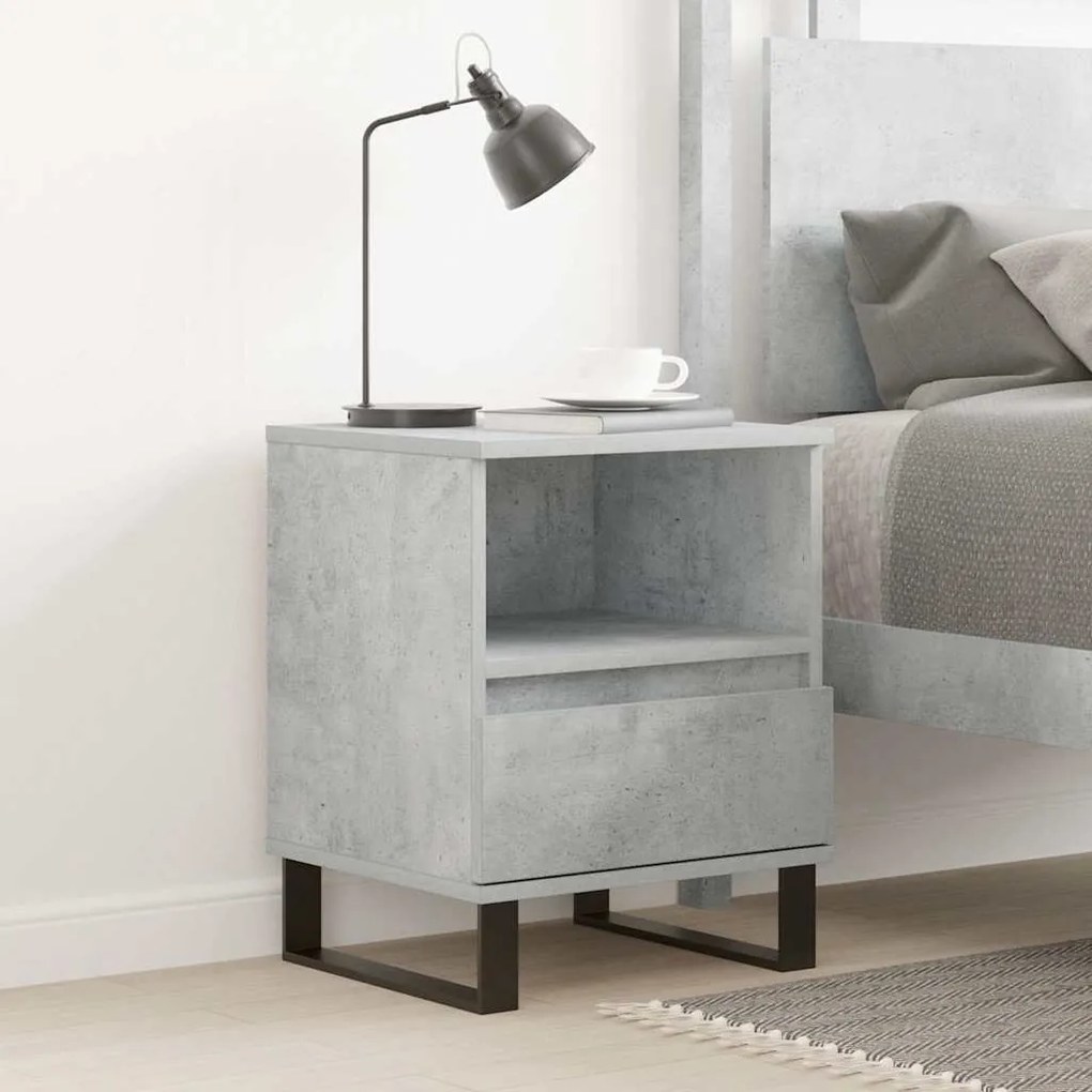 vidaXL Κομοδίνο Γκρι Σκυροδέματος 40 x 35 x 50 εκ. από Επεξεργ. Ξύλο