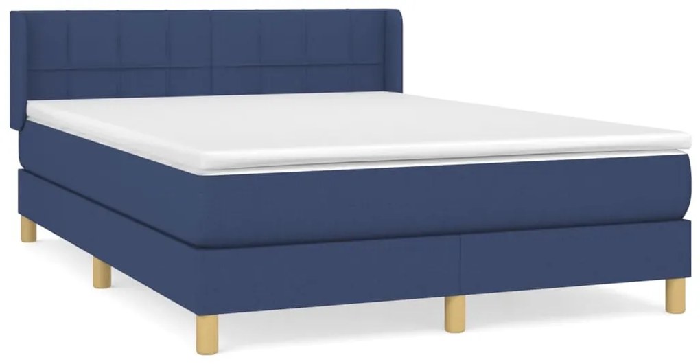 Κρεβάτι Boxspring με Στρώμα Μπλε 140x190 εκ. Υφασμάτινο - Μπλε