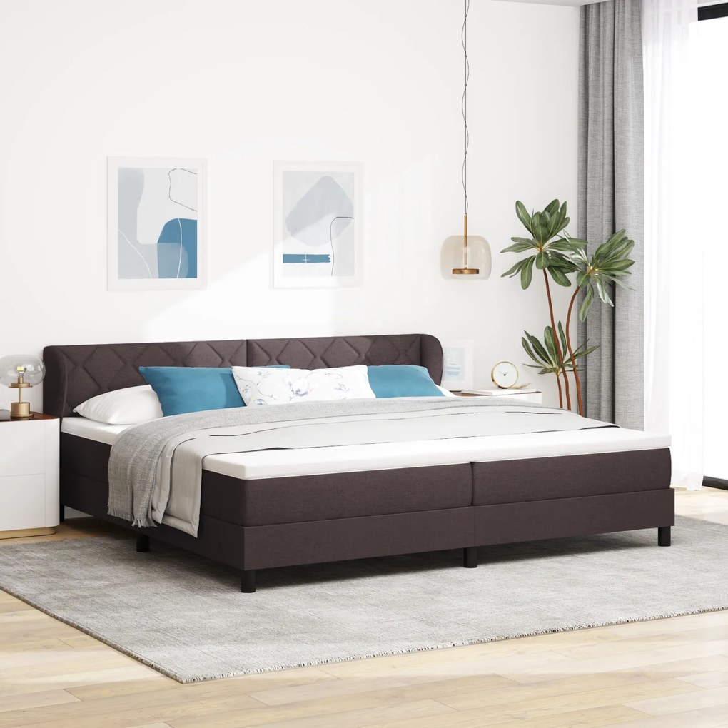 vidaXL κρεβάτι Box Spring με στρώμα  Καφέ 200x200 εκ Υφασμάτινο