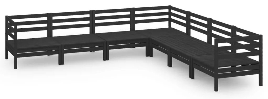 vidaXL Σαλόνι Κήπου Σετ 7 Τεμαχίων Μαύρο από Μασίφ Ξύλο Πεύκου