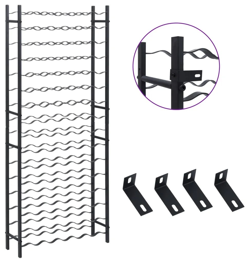 vidaXL Κάβα / Ραφιέρα Κρασιών για 96 Μπουκάλια Μαύρη Σιδερένια