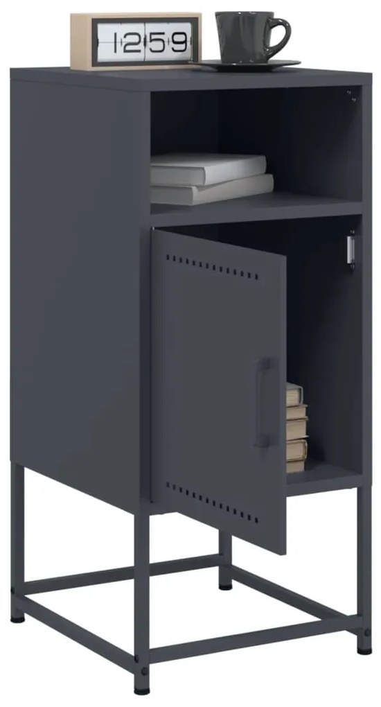 vidaXL Κομοδίνα 2 τεμ. Ανθρακί 36x39x78 εκ. από Χάλυβα