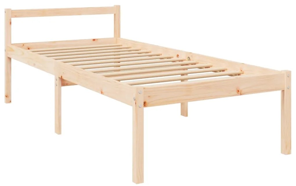 vidaXL Κρεβάτι Ηλικιωμένου με Κεφαλάρι από Μασίφ Ξύλο Single