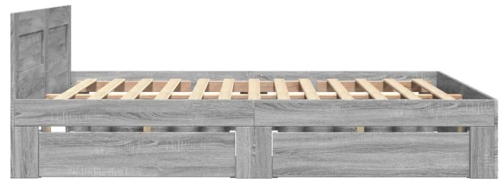 vidaXL Πλαίσιο Κρεβατιού με Κεφαλάρι Γκρι Sonoma 120x200εκ. Επεξ. Ξύλο