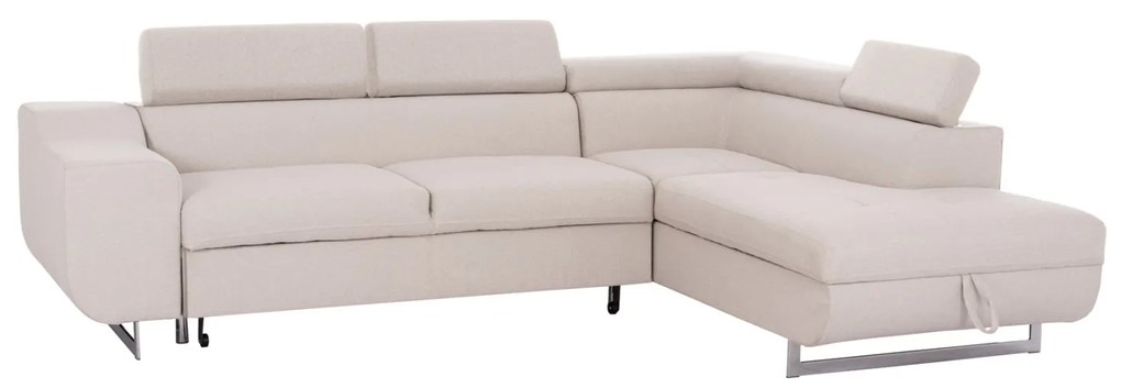 ΓΩΝΙΑΚΟΣ ΚΑΝΑΠΕΣ-ΚΡΕΒΑΤΙ ΜΕ ΑΠΟΘ.ΧΩΡΟ ENCORE HM3301.03R ΜΠΕΖ ΥΦΑΣΜΑ 285x205x90Υεκ.