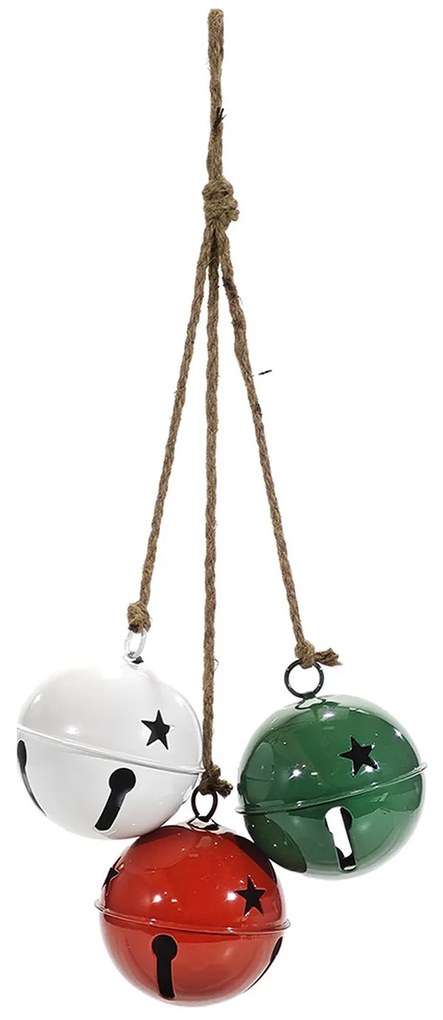 Χριστουγεννιάτικα Κρεμαστά Καμπανάκια Φ10x10cm Σετ 3Τμχ