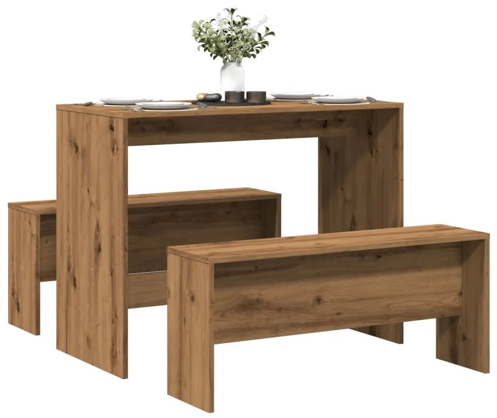 Σετ Τραπεζαρίας με Πάγκο Αρτισιανή Δρυς Επεξεργασμένο Ξύλο