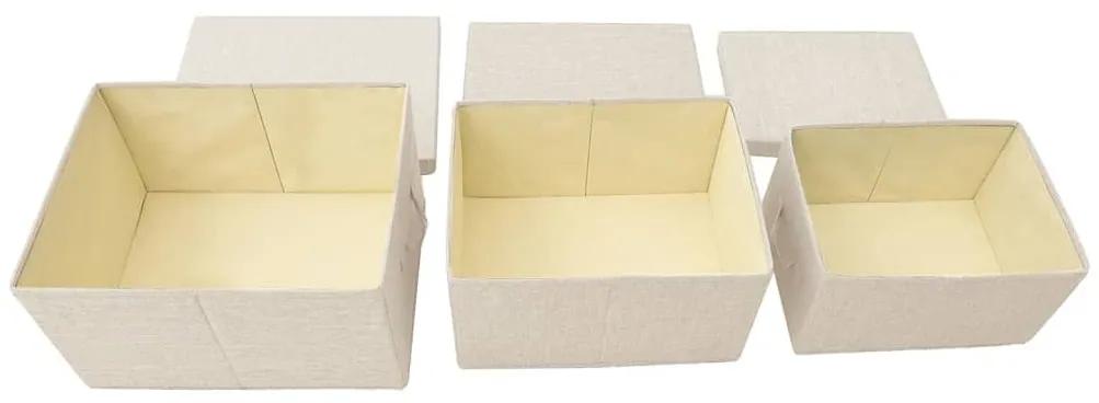 Κουτιά Αποθήκευσης Στοιβαζόμενα Σετ 3 Τεμαχίων Κρεμ Υφασμάτινα - Κρεμ