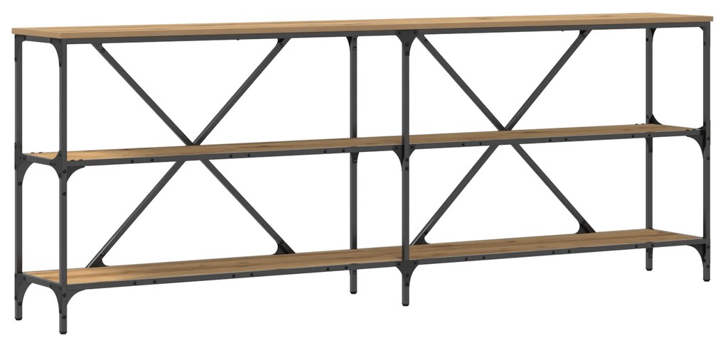 vidaXL Τραπέζι κονσόλας από ξύλο δρυός 200x30x75 εκ. από εξελιγμένο ξύλο και ατσάλι