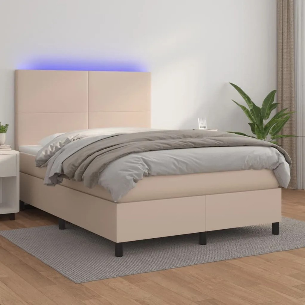 ΚΡΕΒΑΤΙ BOXSPRING ΣΤΡΩΜΑ&amp;LED ΚΑΠΟΥΤΣΙΝΟ 140X200 ΕΚ. ΣΥΝΘ. ΔΕΡΜΑ 3135830