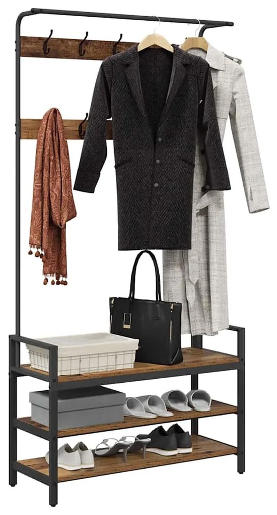 vidaXL Κρεμάστρα Παλιό ξύλο 95 x 34 x 184 εκ Επεξεργασμένο ξύλο