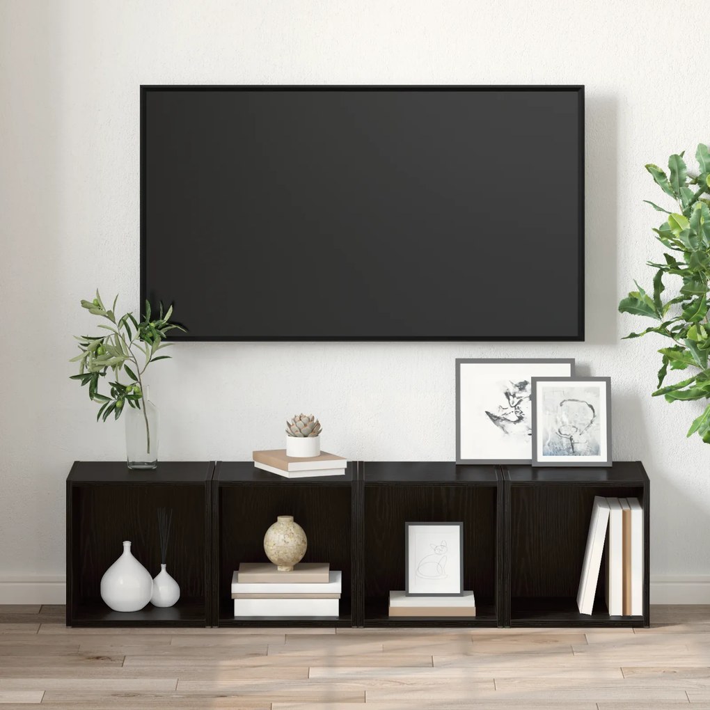 vidaXL Ντουλάπι TV 2 pcs Μαύρο 37 x 35 x 37 εκ Επεξεργασμένο ξύλο