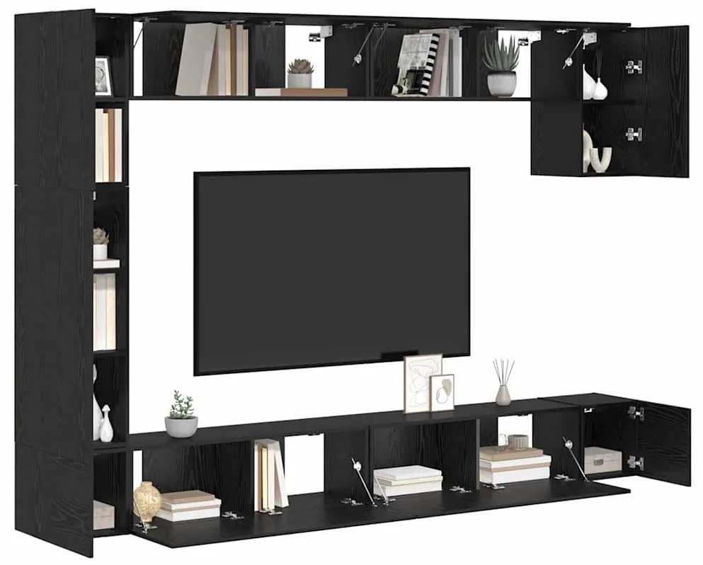vidaXL Σετ επίπλου τηλεόρασης 9 pcs Μαύρη δρυς 100 x 30 x 30.5 εκ.