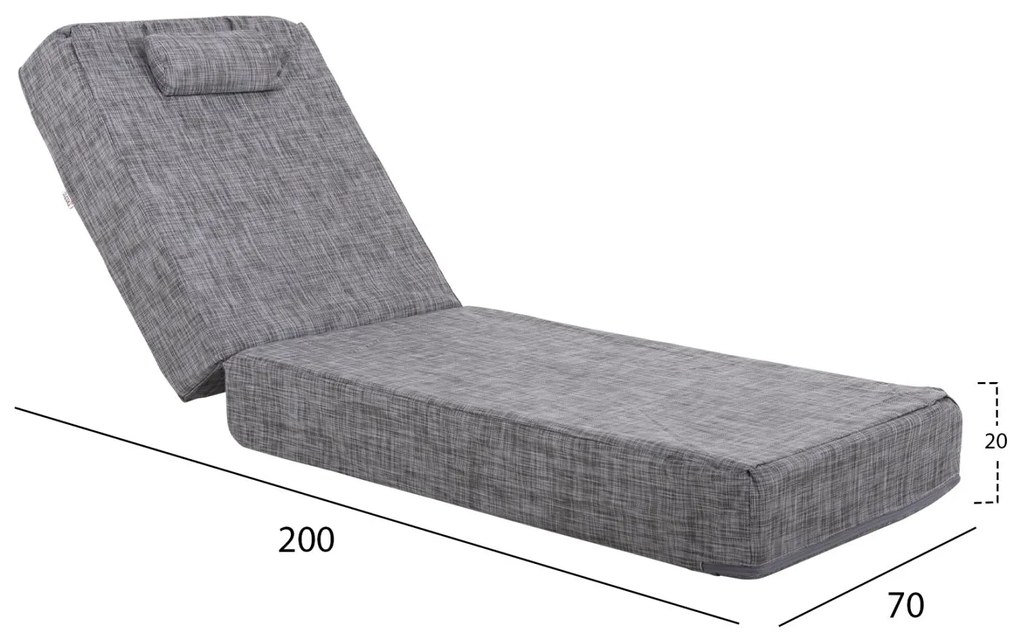 ΜΑΞΙΛΑΡΙ ΞΑΠΛΩΣΤΡΑΣ TEXTILENE SIFNOS ΓΚΡΙ  200(120+80)x70x20Yεκ.
