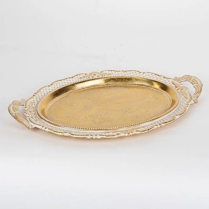 Δίσκος Σερβιρίσματος 752-16080 44x3.5x28cm White-Gold Estheti Home Πολυρεσίνη