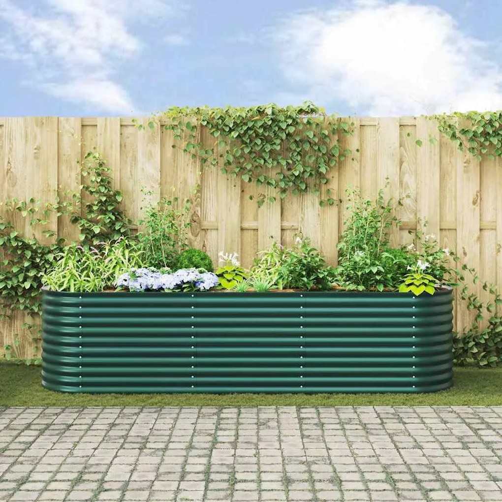 vidaXL Υπερυψωμένη Ζαρντινιέρα Πράσινο 320 x 80 x 81 cm Ατσάλι