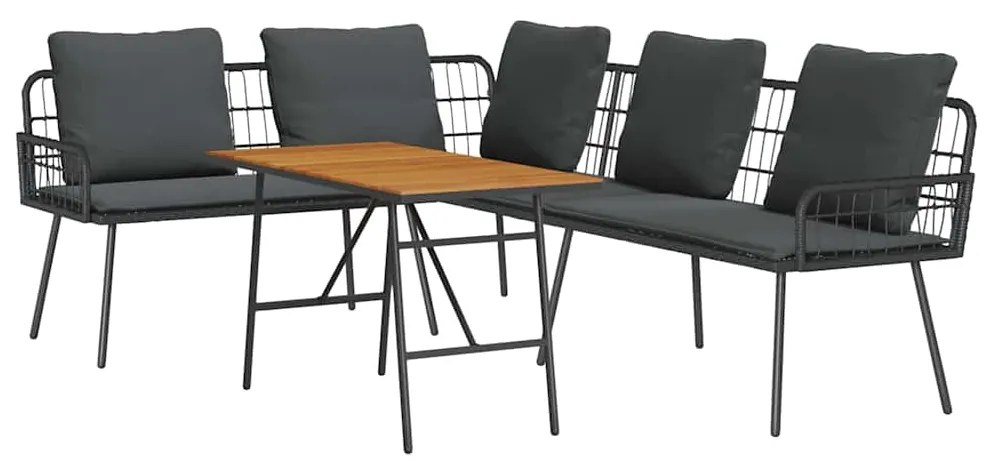 vidaXL Σετ Καναπέ Κήπου 2 pcs Μαύρο συνθετικό ρατάν