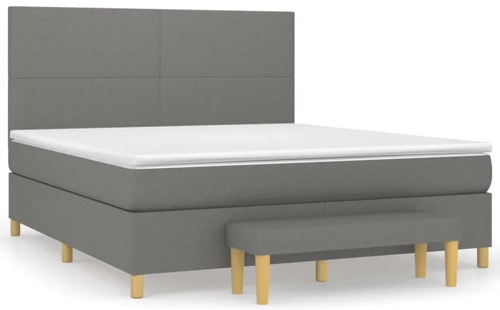 vidaXL Κρεβάτι Boxspring με Στρώμα Σκούρο Γκρι 160x200 εκ Υφασμάτινο