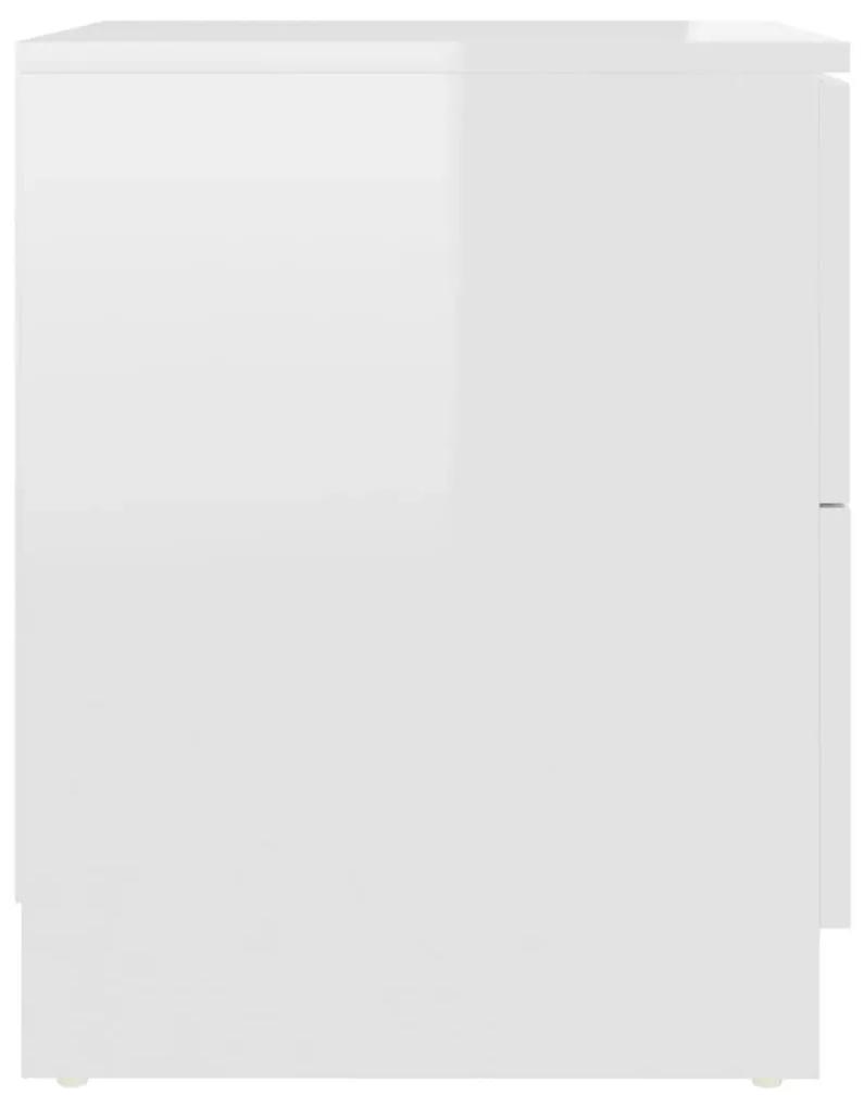 vidaXL Κομοδίνα 2 τεμ. Γυαλ. Λευκό 40 x 40 x 50 εκ. από Επεξεργ. Ξύλο