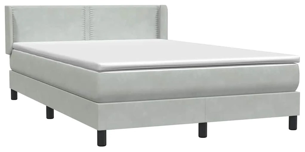 vidaXL Κρεβάτι Boxspring με Στρώμα Ανοιχτό Γκρι 160x220 εκ. Βελούδινο