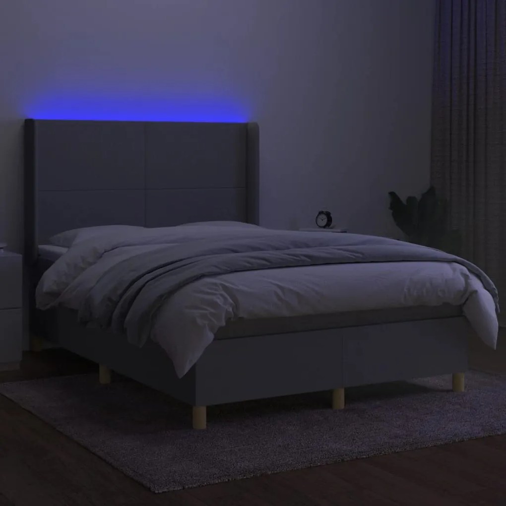 ΚΡΕΒΑΤΙ BOXSPRING ΜΕ ΣΤΡΩΜΑ &amp; LED ΑΝ.ΓΚΡΙ 140X190ΕΚ. ΥΦΑΣΜΑΤΙΝΟ 3138709