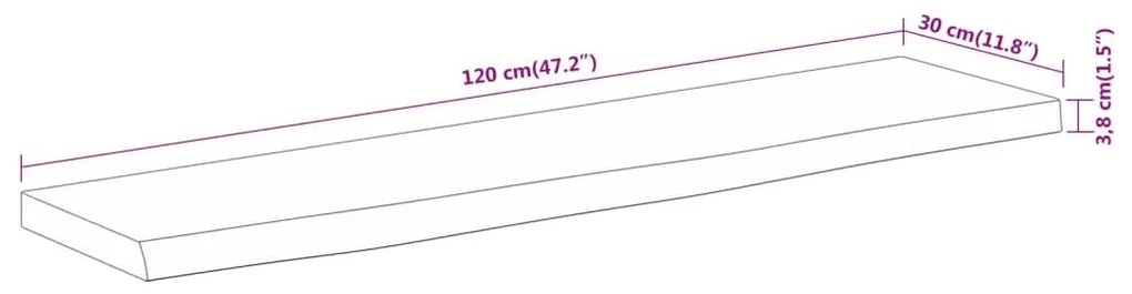 Ράφι Επιτοίχιο Ορθ. Live Edge 120x30x3,8 εκ. Μασίφ Ξύλο Ακακίας - Καφέ