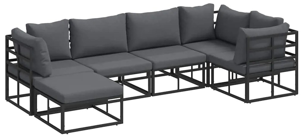vidaXL Σετ Καναπέ Κήπου με μαξιλάρι 6 pcs Μαύρο Αλουμίνιο
