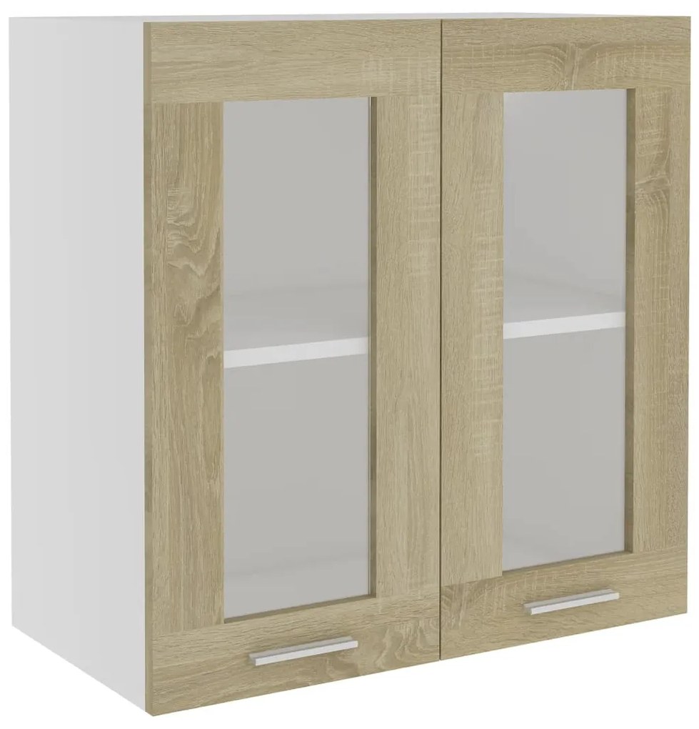 vidaXL Κρεμαστό Γυάλινο Ντουλάπι "Lyon" Ξύλο Sonoma Δρυς 60x31x60 εκ. από Τεχνητό Ξύλο