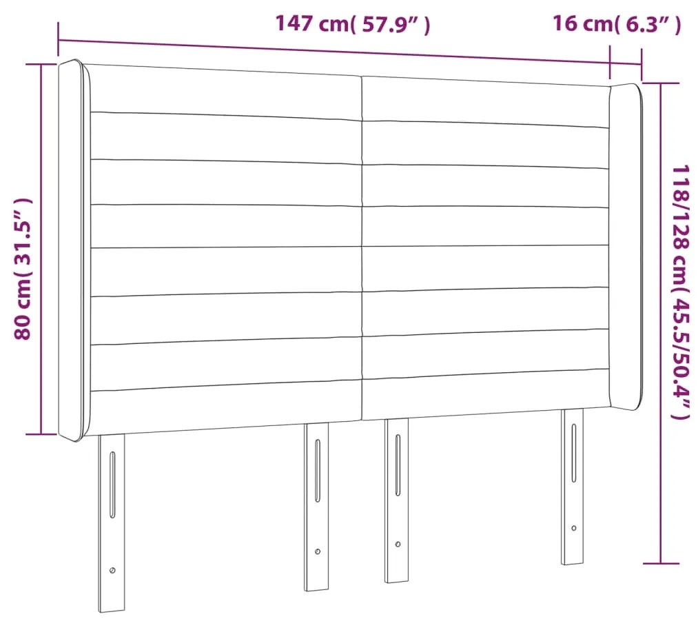 vidaXL Κεφαλάρι Κρεβατιού LED Σκούρο Πράσινο 147x16x118/128 εκ