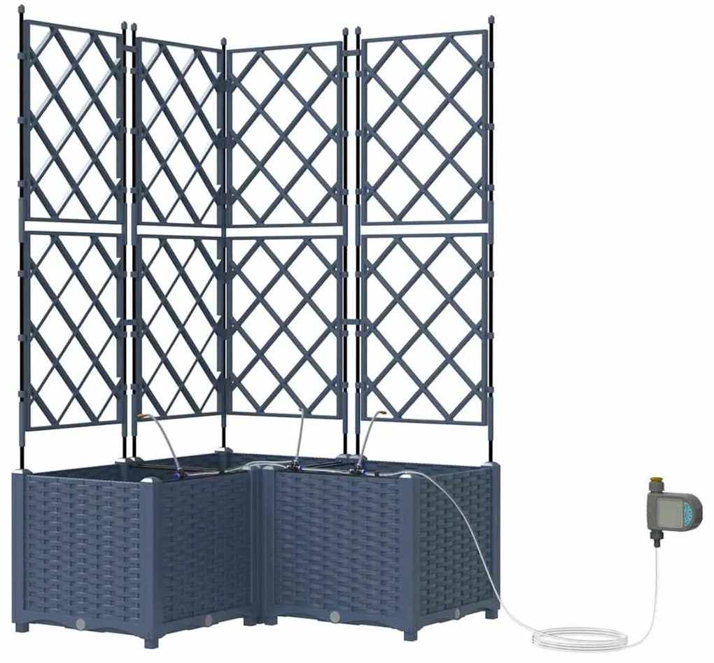 vidaXL Ζαρντινιέρες κήπου Γκρι 80 x 80 x 142 cm Ατσάλι