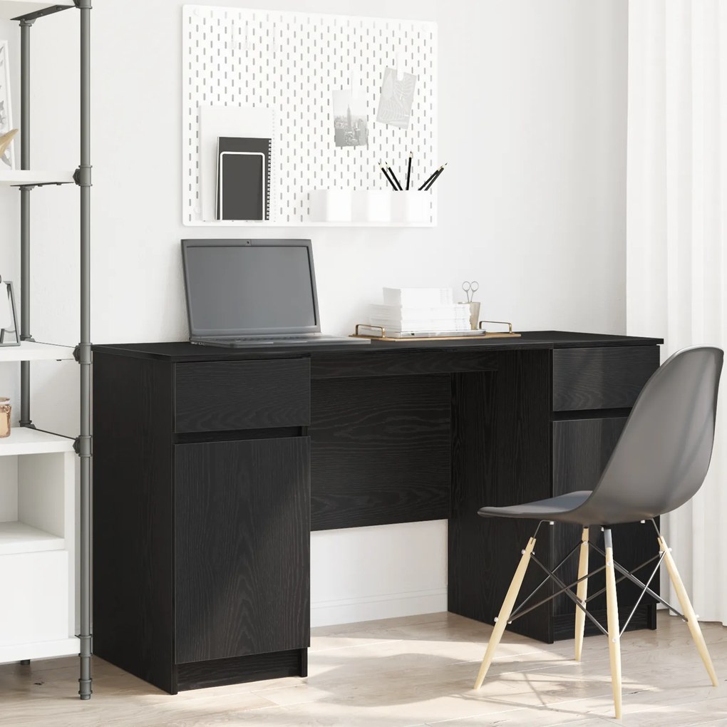 vidaXL γραφείο Μαύρο Δρυς 140x49x76 εκ Επεξεργασμένο ξύλο