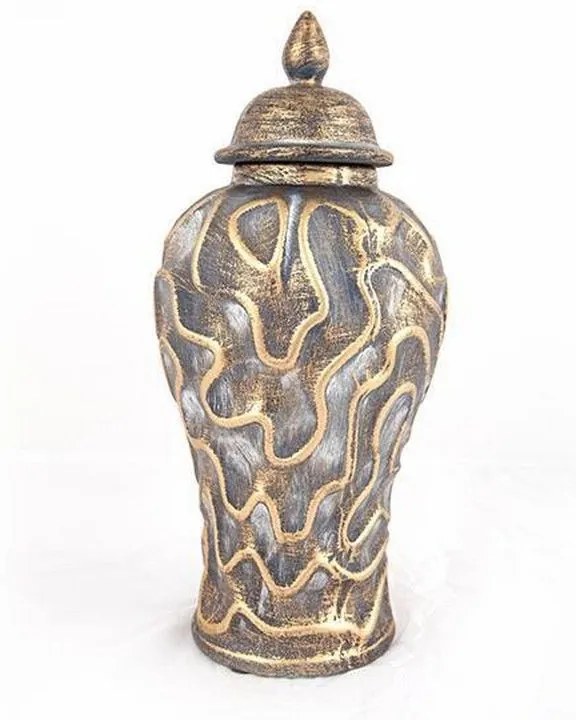Βάζο Κεραμικό 752-20029 17.5x17.5x38.5cm Gold-Grey Estheti Home Ceramic