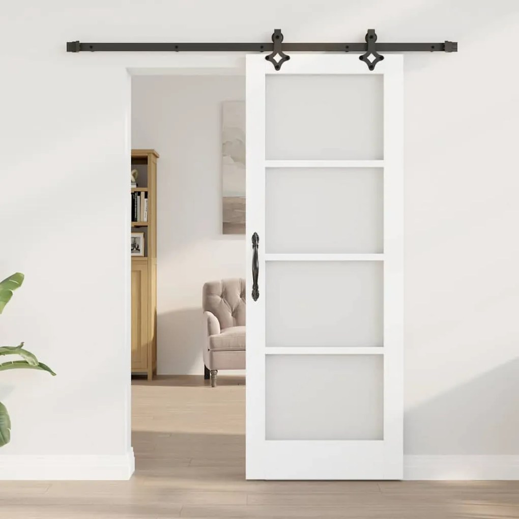vidaXL Συρόμενη Πόρτα Λευκό 73.5 x 198.5 εκ. Ξύλο και μέταλλο